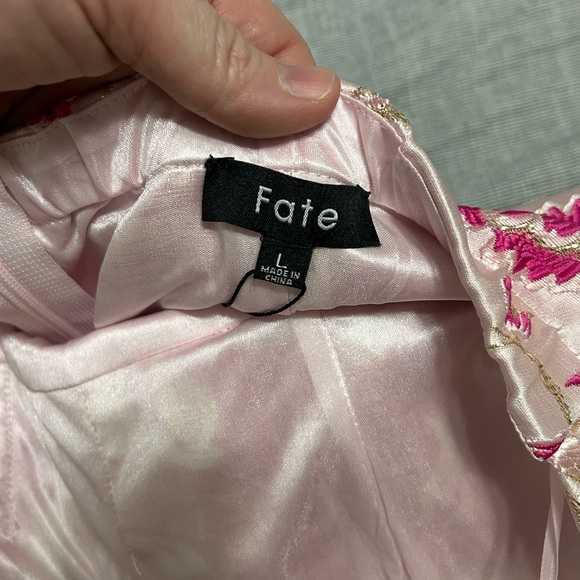 Fate Floral Jacquard Strapless Dress Pink Women’s Large Wedding Formal Banquet - Picture 5 of 9